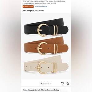 2 Pack Brown and Beige Fashion Belts